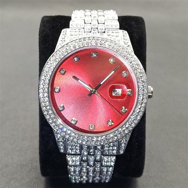 

missfox hip hop mens watches brand iced out stainless steel waterproof male quartz wrist watch unique arabia numeral men clocks, Slivery;brown