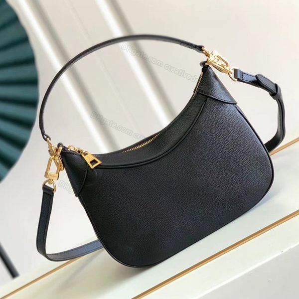 

designer shoulder bags underarm baguette half moon handbag 2 color stitching elbow carry soft grain leather large embossed pattern in color, Red;black