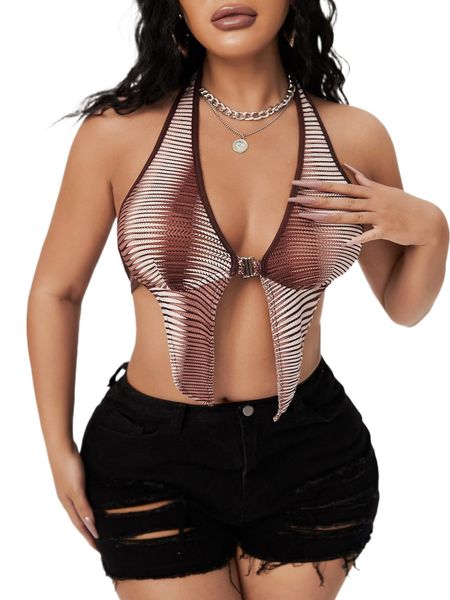 

ombre contrast binding asymmetrical hem tie backless crop halter 72gr#, White