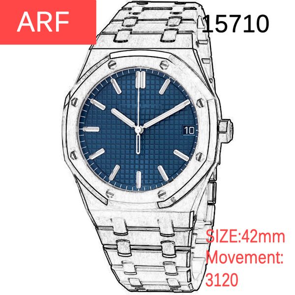 

mens mechanical luxury watch 41mm 15500 blue dial eta3120 movement 904l stainless steel sprots watches waterproof, Slivery;brown