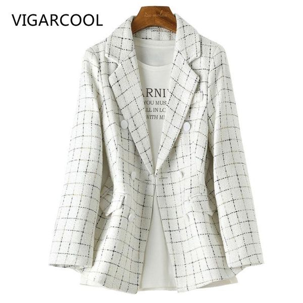 

autumn french style small fragrant tweed plaid slim suit jacket temperament short and thin ladies high-quality jacket 220511, White;black