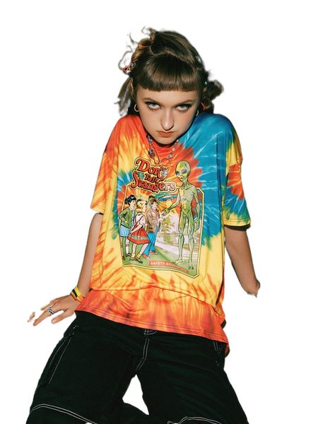 

romwe x stevenrhodes street life figure tie dye tee e06r#, White