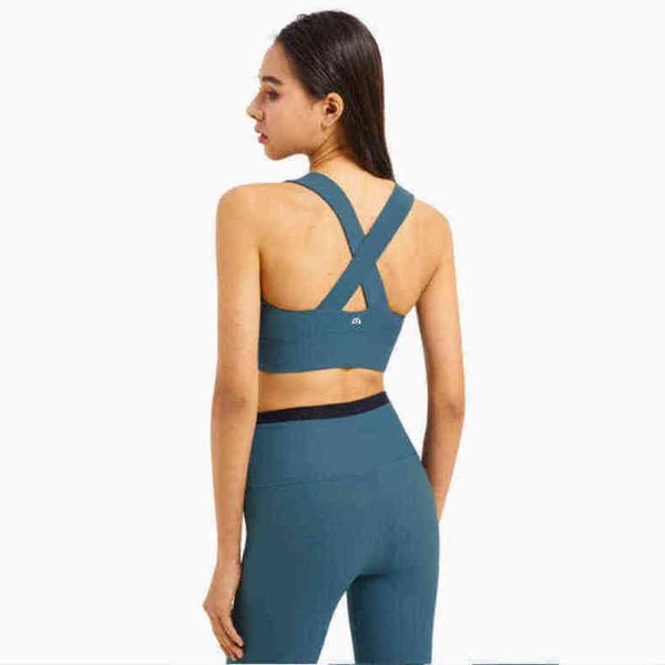 

bras lulu brand yoga bra women's cross back gathering rib antibacterial fitness vest running underwear lu-wx1290 9pck, Red;black