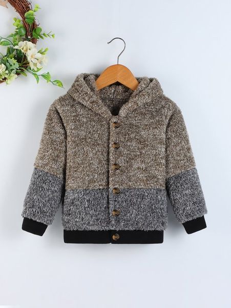 

toddler boys color block hooded teddy jacket she, Blue;gray