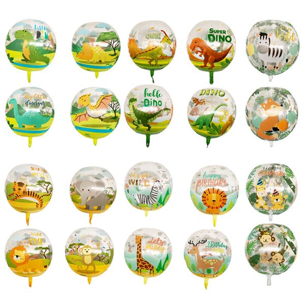 Animali della giungla 4D da 22 pollici Palloncini a elio trasparenti Dinosauri Tigri Scimmie Palloncino Decorazione festa di compleanno Baby Shower per bambini