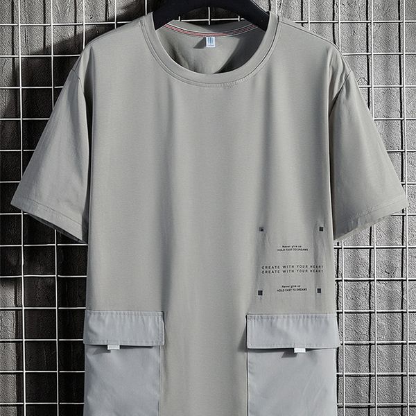

summer oversized big pockets t shirts men streetwear short sleeve cotton tshirt male harajuku tees plus size 6xl 7xl 8xl 220620, White;black