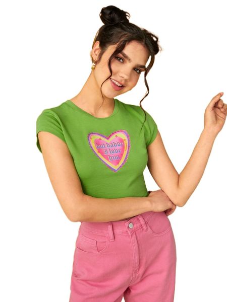 

x sticky geli heart & letter graphic crop tee m9es#, White