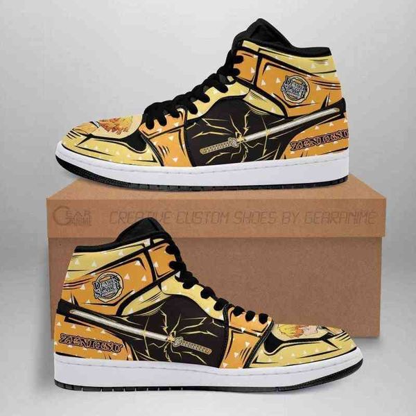 

zenitsu sneakers demon slayer kimetsu no yaiba anime shoes, Black