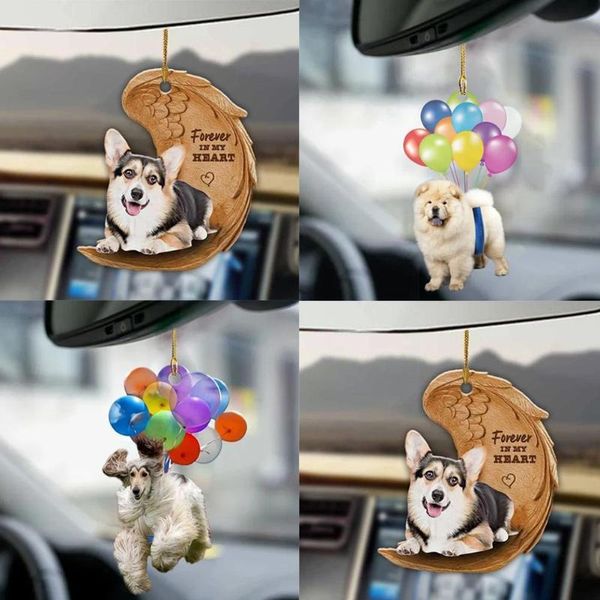 Innendekorationen Acryl Auto Hängende Verzierung Niedlicher Hund Schlüsselanhänger Anhänger Ballon Bunt Glücklich mit Geschenkstimmung N4E8Interior