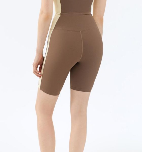 

color contrast five point yoga shorts pants high waist hip lifting girls' summer running fitness leggings traceless nude sports underwe, White;black