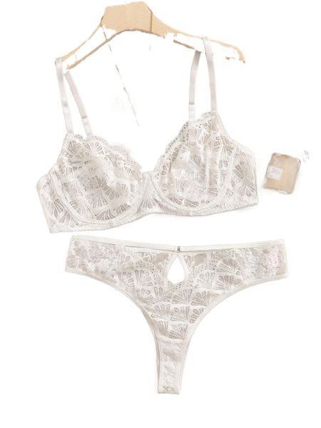 

plus cut out lace underwire lingerie set 66sg#, Black;white