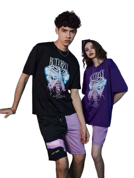 

romwe slogan skeleton graphic oversized tee g2j9#, White;black