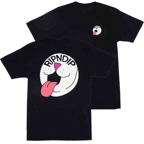 

fashion classic american brand ripndip mens t shirts designer animal cat t-shirts couple minority short sleeve summer women tshirt oversize, White;black