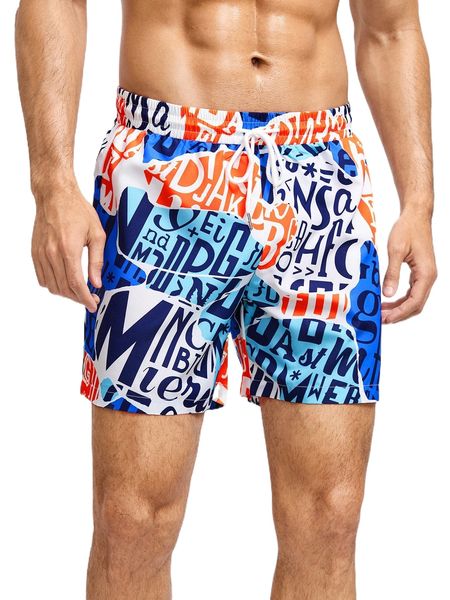 

men letter graphic drawstring waist shorts a1p1#, White;black