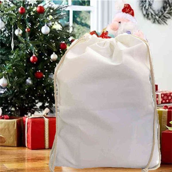 

50*70cm sublimation santa sack christmas bag with drawstring xmas claus gift bags blank children home festival supplies