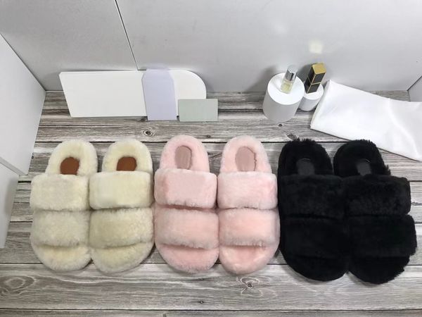 

designer slippers triomphe slippers fur slipper fashion women sandals wool slides winter fluffy warm letters sandal comfor fuzzy girl flip f, Black