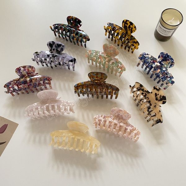 

acetate hair claw clip barrette for women girls leopard ponytail clips hair accessories gifts, Slivery;white