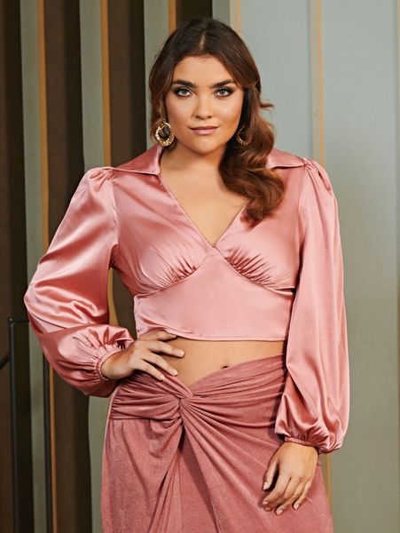 

plus lantern sleeve crop y3ea#, Black