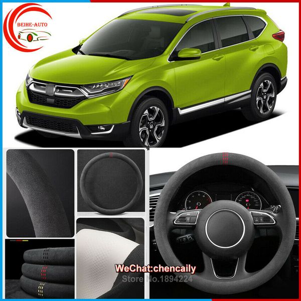 

for honda crv black alcantara car steering wheel cover all seasons suede case