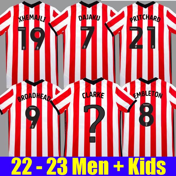 

men kids sunderland 22 23 soccer jerseys 2022 2023 dajaku embleton broadhead gooch o'nien stewart xhemajli clarke pritchard neil mcgead, Black;yellow