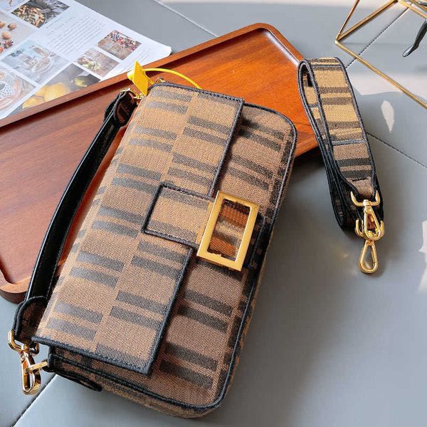 

fend canvas bag baguette messenger bags purse fashion gold metal magnetic buckle handle shoulder strap removed pattern letter hasp sj