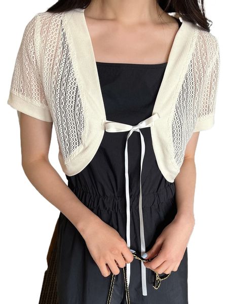 

dazy tie front lace crop n6nc#, White