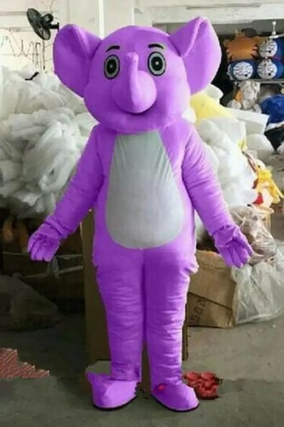 Costumi della mascotte dell'elefante viola di alta qualità Vestito da festa operato da Halloween Personaggio dei cartoni animati Carnevale Natale Pasqua Pubblicità Costume da festa di compleanno