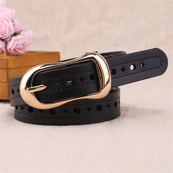 

belts leather belt leather korean cowhide versatile hollow out decorative fine student fashion jeans with uafn, Black;brown