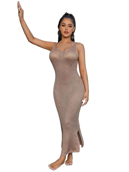 

backless split hem cover up dress without bikini g8nt#, White;black