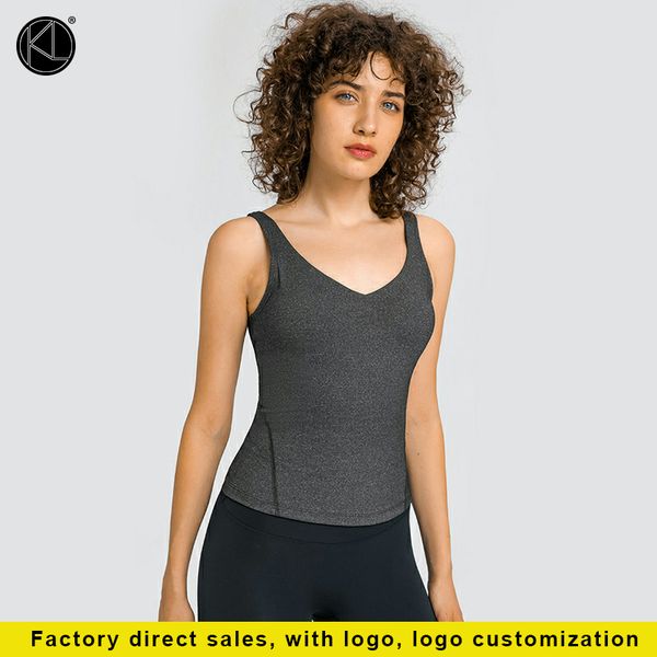 

women's t-shirt sports yoga outfits new v-neck beauty back vest women with chest pad stretch slim long yoga wear treench coaat womden t, White