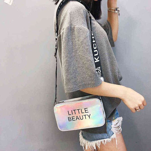 

fashion mini women laser crossbody bag messenger shoulder bag pvc jelly small tote messenger candy colors bags laser holographic g220420