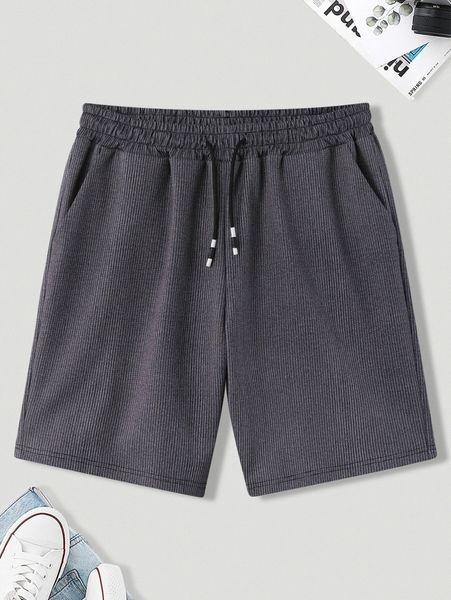 

men ribbed knit drawstring waist shorts b6yc#, White;black