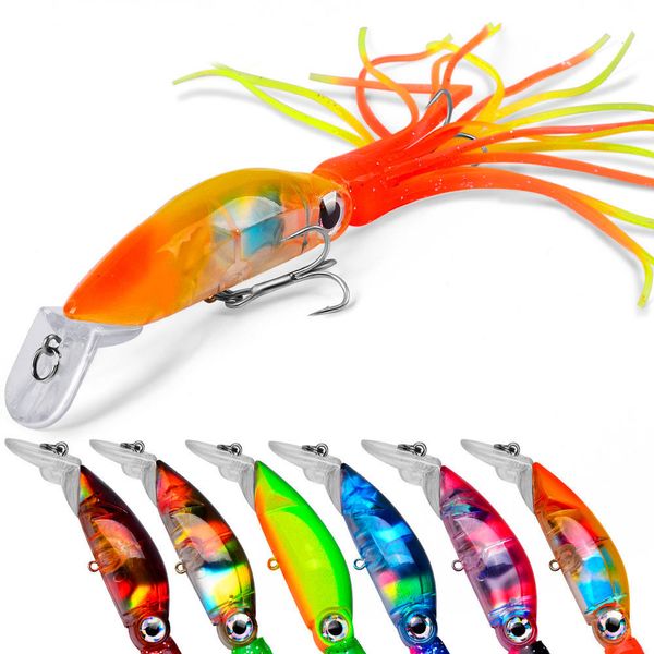 Alta qualità 6 colori 17,5 cm 19 g simulazione calamari esche da pesca kit esche occhi olografici 3D esche da pesca in acqua salata stabili e allettanti K1646