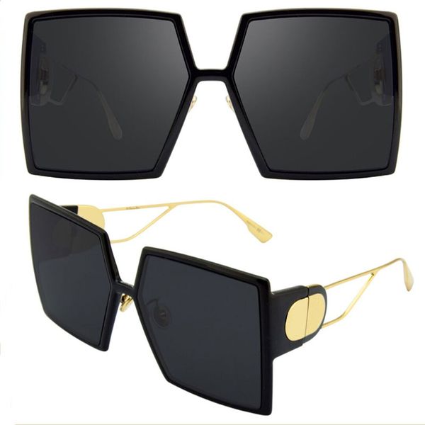 

montaigne su 086 sunglasses for woman and men summer style anti-ultraviolet retro plate square full frame black gold gradient grey lens fash, White;black