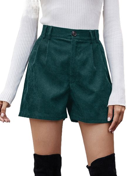 

high waisted zipper fly corduroy shorts 78q4#, White;black