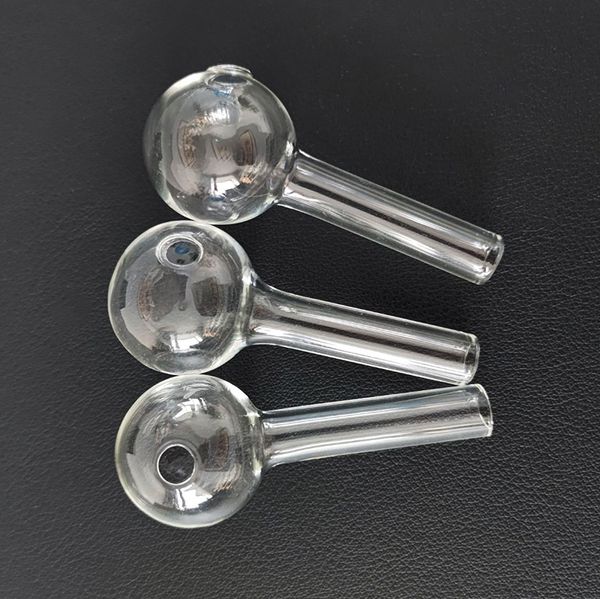 Tubi per bruciatore di olio in vetro Pyrex Spessore Tubi per fumatori Lunghezza 2,7 pollici 30mm Sfera grande Trasparente Vetro trasparente Tubo per gorgogliamento d'acqua Narghilè Shisha Strumento per fumo all'ingrosso