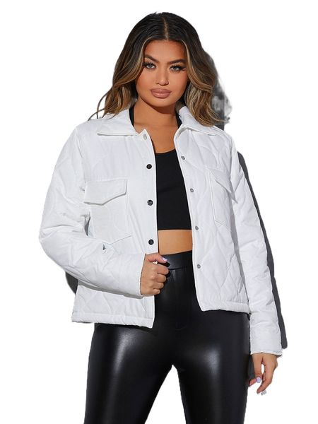 

sxy flap pocket pressed button quilted coat h7yn#, Black