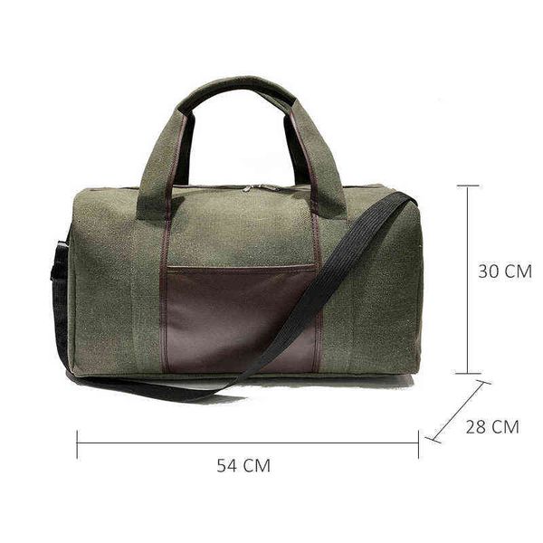 

men canvas simple travel luggage handbags women solid durable duffel shoulder bags female crossbody weekend carry organizer 220505