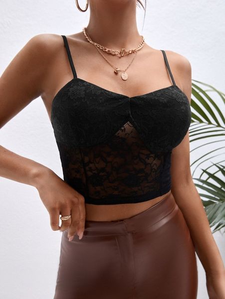 

bustier lace crop cami e02s#, White