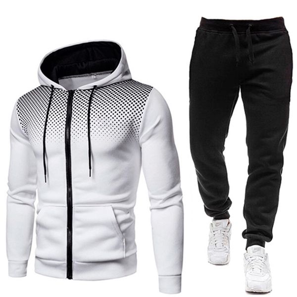 

tracksuit men set set two pieces man sportswear zipper hoodiepants sport suits casual sweatshirtsweatpants men's clothing sets 201210, Gray
