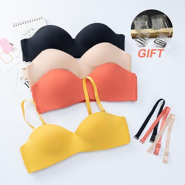 

women invisible bra strapless bralette 1 2 cup womens underwear lingerie female push up seamless party wedding bras, Red;black