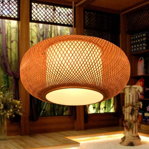 Lâmpadas pendentes de bambu no estilo chinês Luzes de jantar antigas Luzes de chá Tatami Lanternas