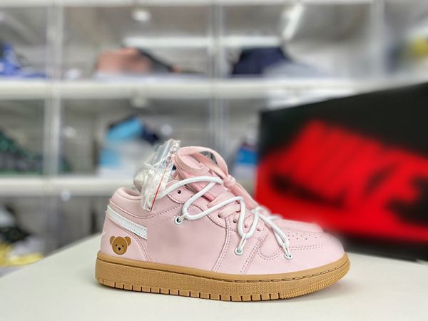 

shoes womens 1s lows jumpman 1 low wmns pink bear basketball shoe sports sneakers real leather color pink/white 36-47