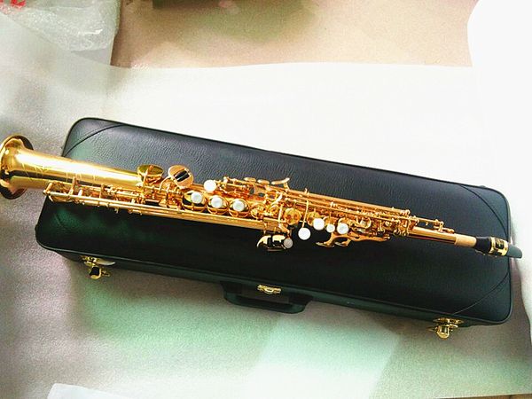 

japan s-901 bb flat straight soprano saxophone musical instruments soprano professional sax and hard box