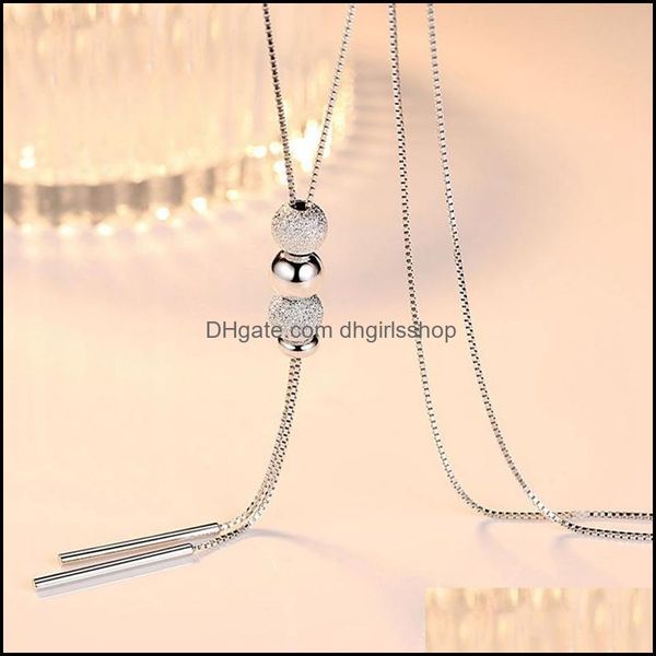 

pendant necklaces pendants jewelry trendy personality long necklace fashion simple round tassel fringed dhu8s, Silver