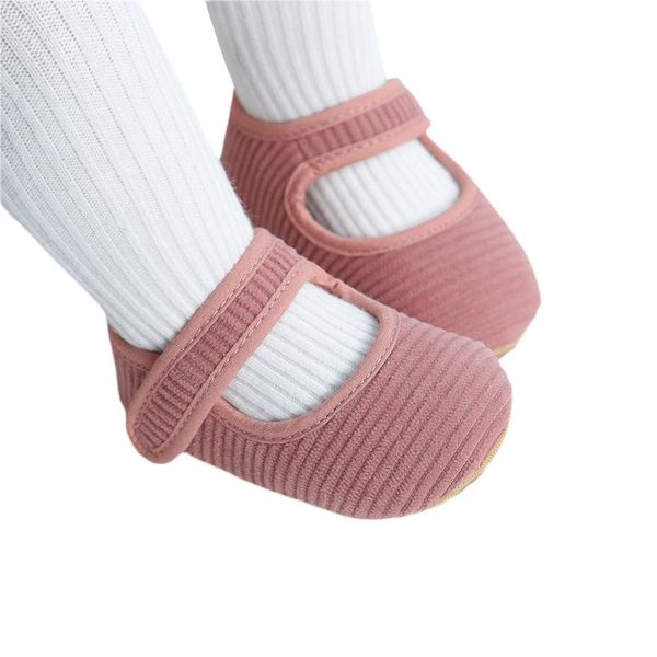 Scarpe da ginnastica per bambini all'aperto Tinta unita a coste da passeggio con suola morbida per la primavera autunno Albicocca/Marrone/Grigio/Rosa 0-18 mesiAtletica