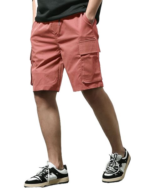 

men drawstring waist cargo shorts i2vt#, White;black