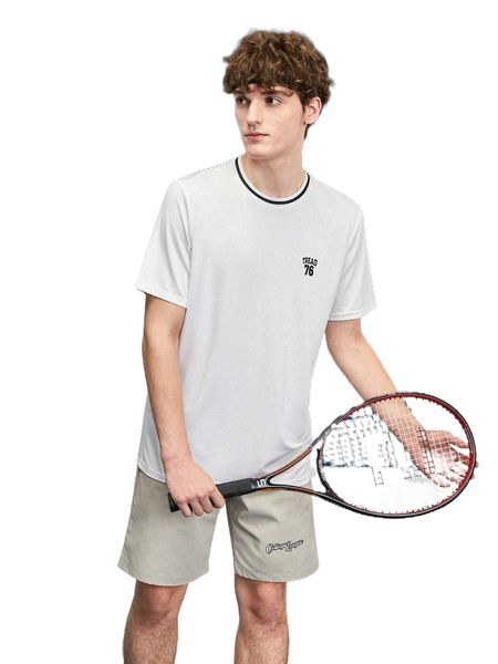 

men letter graphic striped trim tee g4ad#, White;black