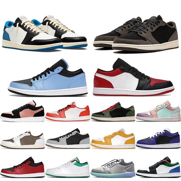 

og jumpman 1 1s low basketball shoes pollen green toe unc university blue shadow dark mocha fragment men women trainers sneakers 5.5-11, Black