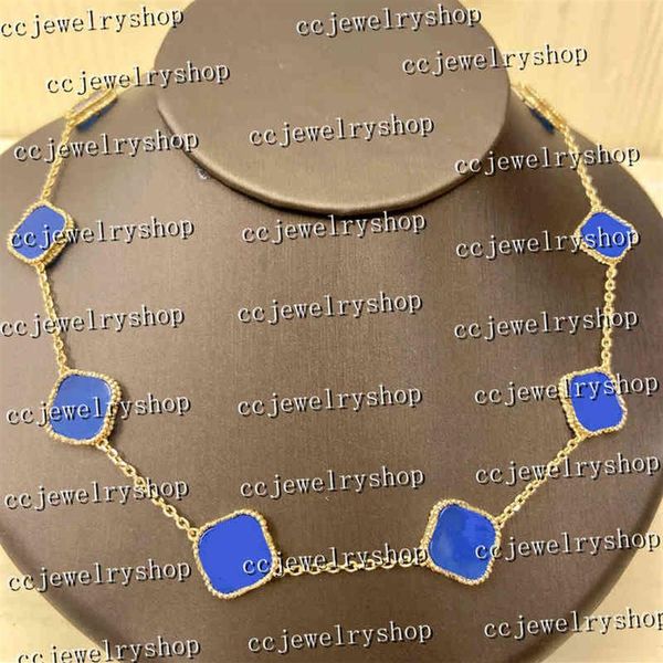 

45cm-fashion classic agate four leaf clover necklace long 10 flowers pendan245h, Silver